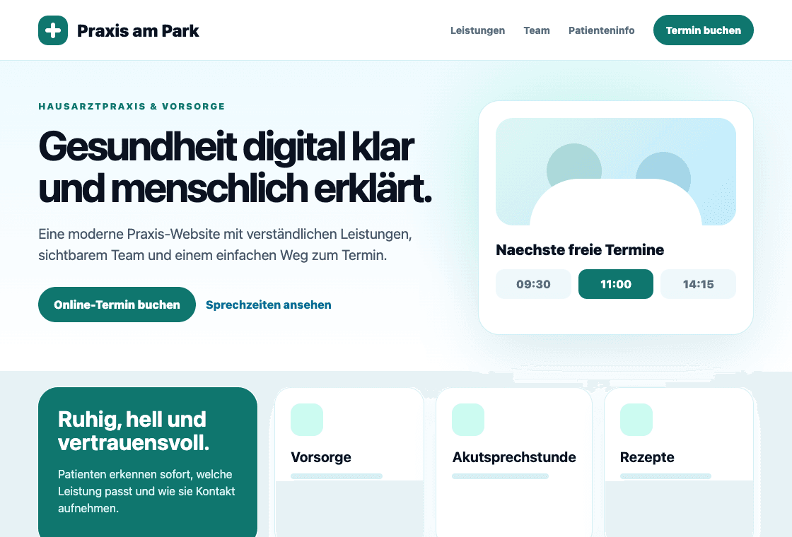 Generierter Screenshot einer branchentypischen Praxis-Website